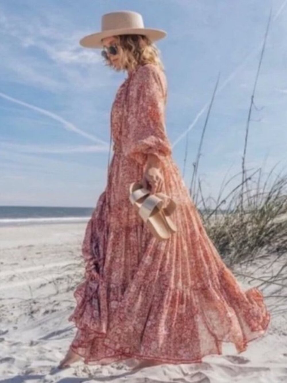 NEW Free People Feeling Groovy Flowy Floral Boho Maxi Dress  + Sip Dress Size XS